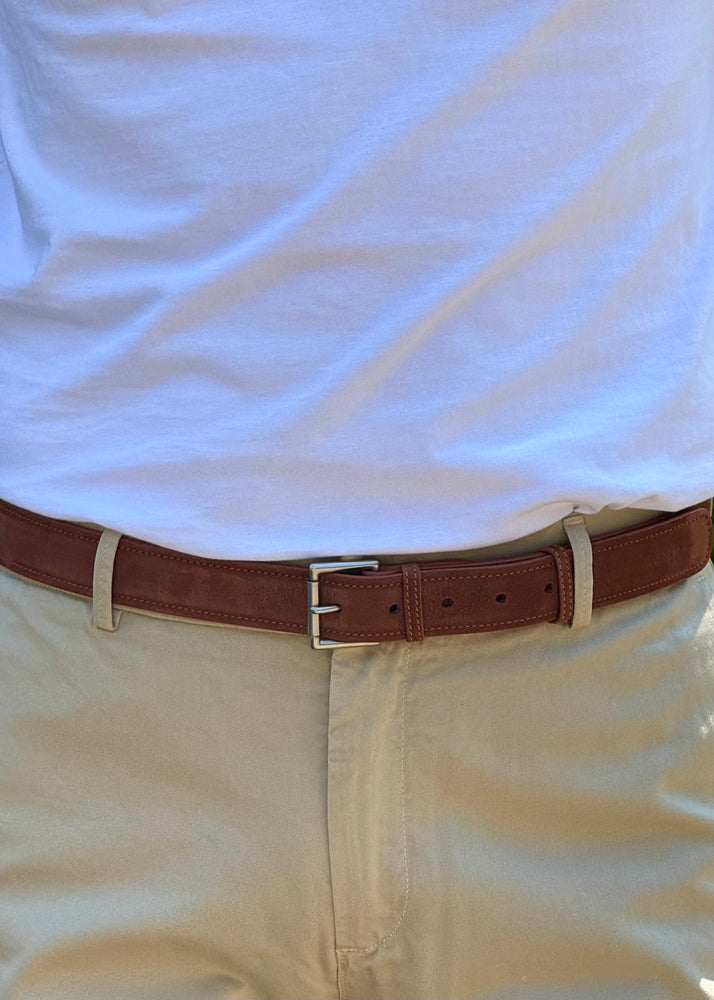 CEINTURE CUIR VELOURS CAMEL