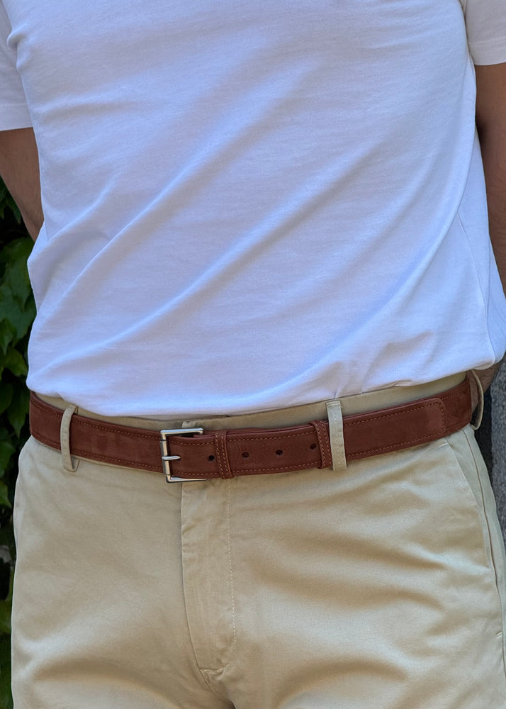 CEINTURE CUIR VELOURS CAMEL