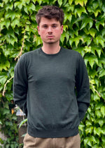 PULL COL ROND LAINE MÉRINOS VERT