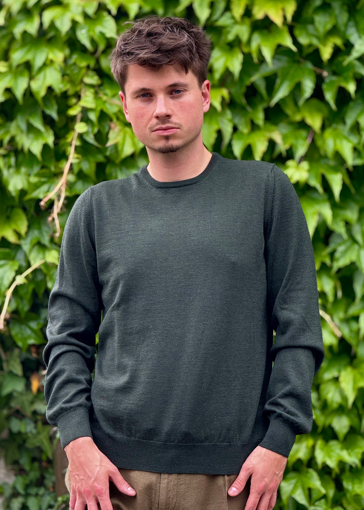PULL COL ROND LAINE MÉRINOS VERT