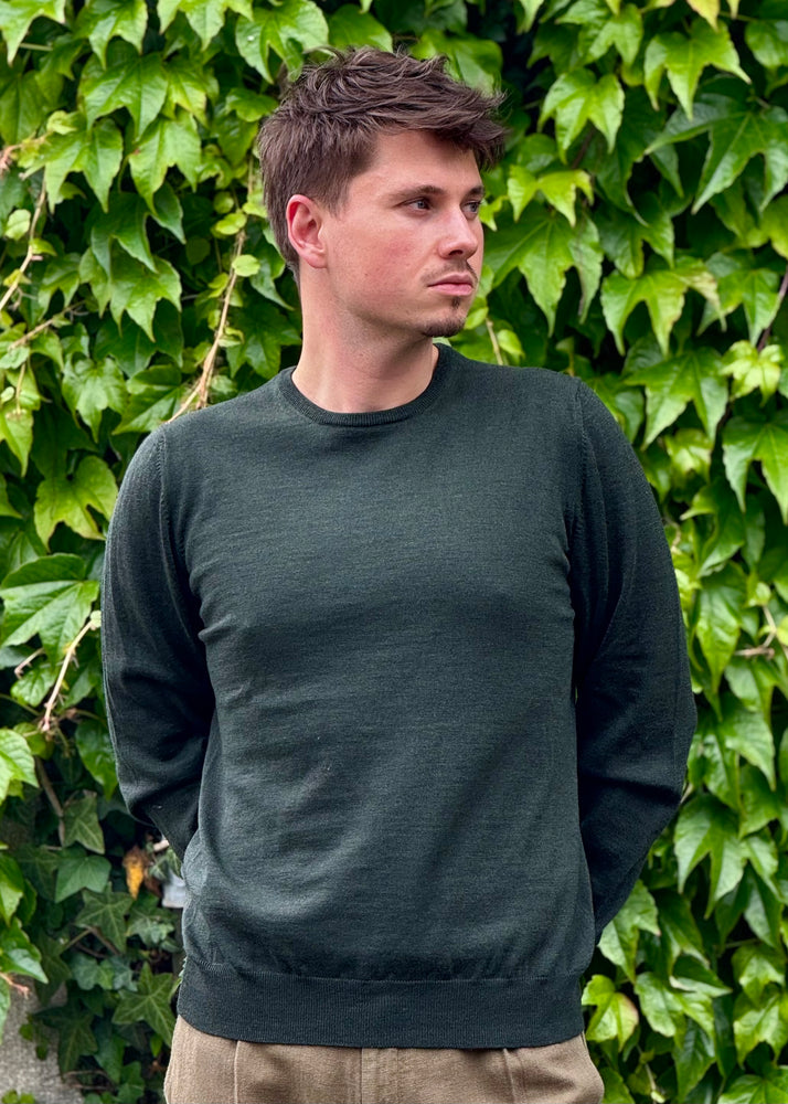 PULL COL ROND LAINE MÉRINOS VERT
