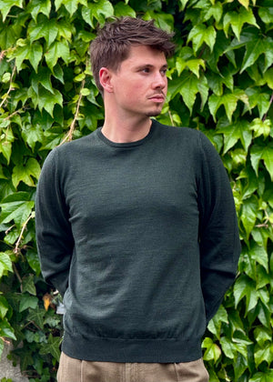 PULL COL ROND LAINE MÉRINOS VERT