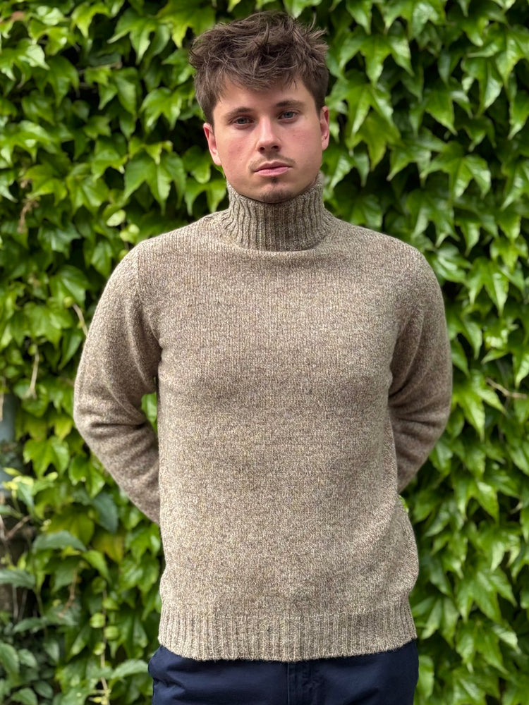 PULL COL ROULÉ LAINE BEIGE