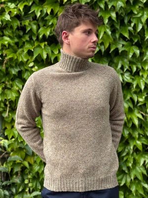PULL COL ROULÉ LAINE BEIGE