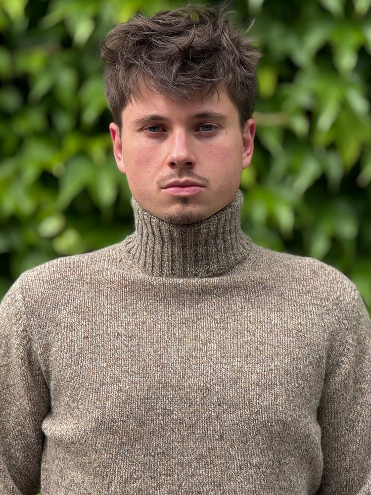 PULL COL ROULÉ LAINE BEIGE