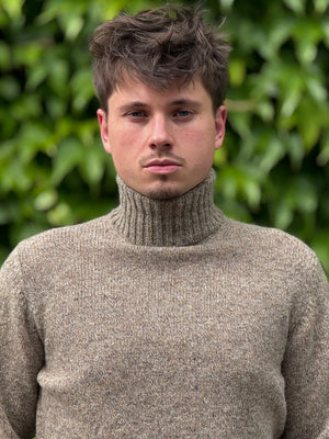 PULL COL ROULÉ LAINE BEIGE