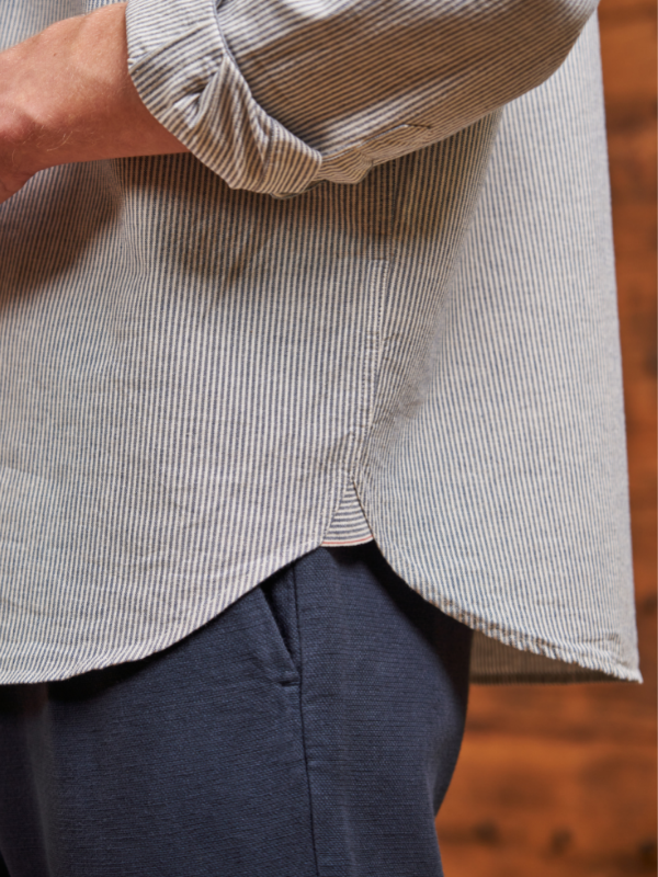 CHEMISE COL MAO COTON RAYÉ
