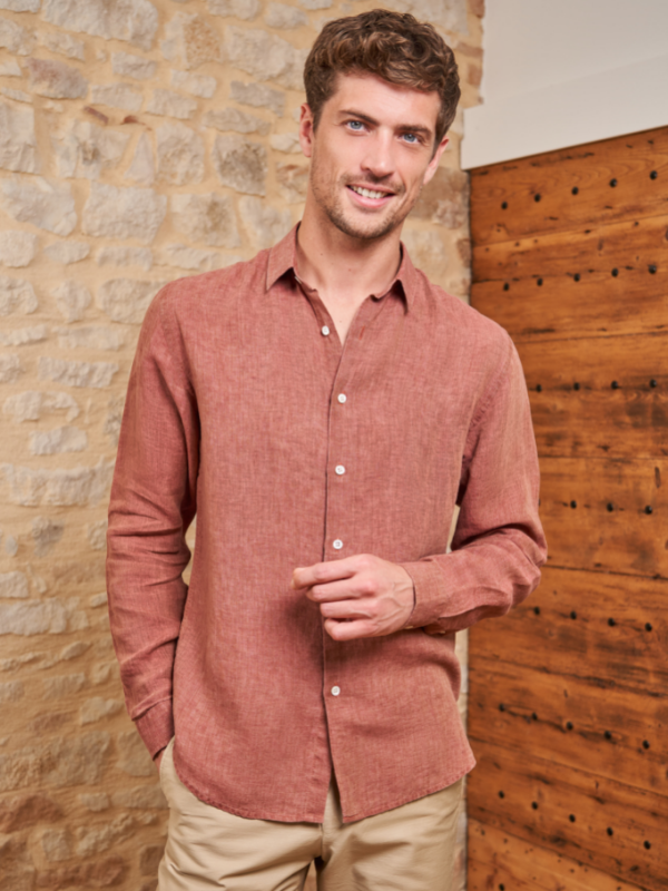 CHEMISE LIN TERACOTTA