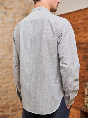CHEMISE COL MAO COTON RAYÉ