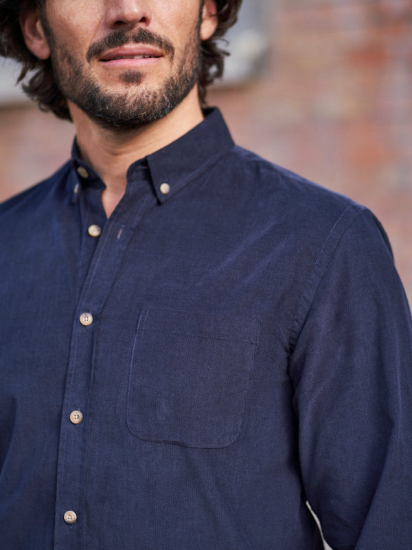 CHEMISE VELOURS CÔTELÉ MARINE