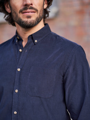 CHEMISE VELOURS CÔTELÉ MARINE