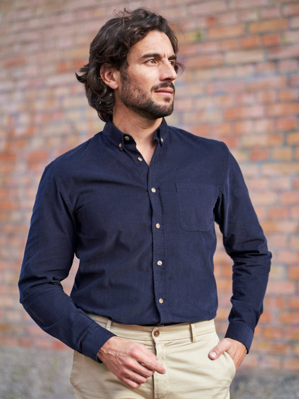 CHEMISE VELOURS CÔTELÉ MARINE