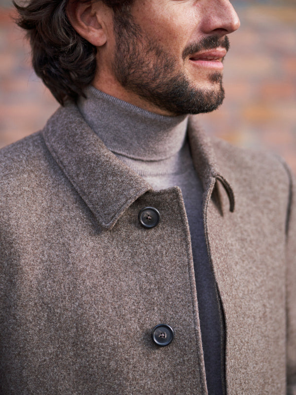 MANTEAU LAINE BRUN CLAIR
