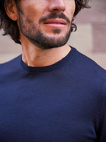 PULL COL ROND LAINE MÉRINOS MARINE