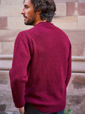 PULL COL ROND LAINE BORDEAUX