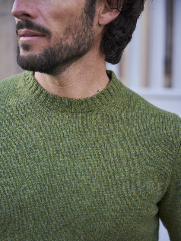 PULL COL ROND LAINE VERT