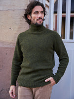 PULL COL ROULÉ LAINE VERT