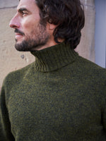 PULL COL ROULÉ LAINE VERT