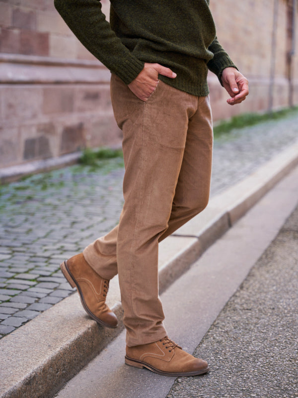 PANTALON VELOURS CÔTELÉ BEIGE