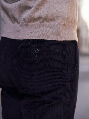 PANTALON VELOURS CÔTELÉ MARINE