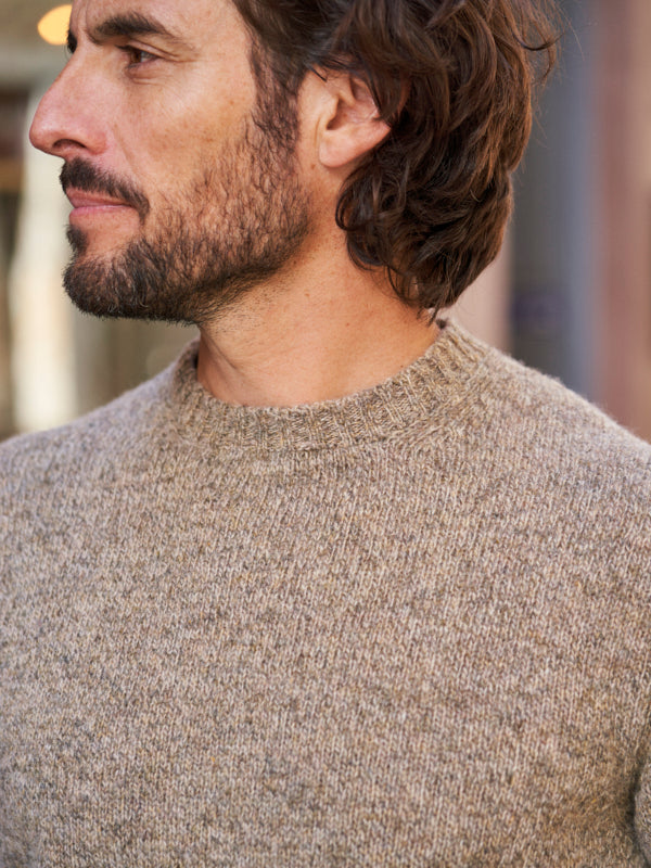 PULL COL ROND LAINE BEIGE