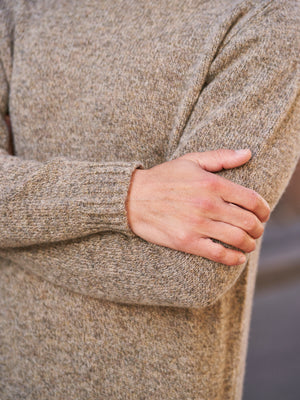 PULL COL ROND LAINE BEIGE