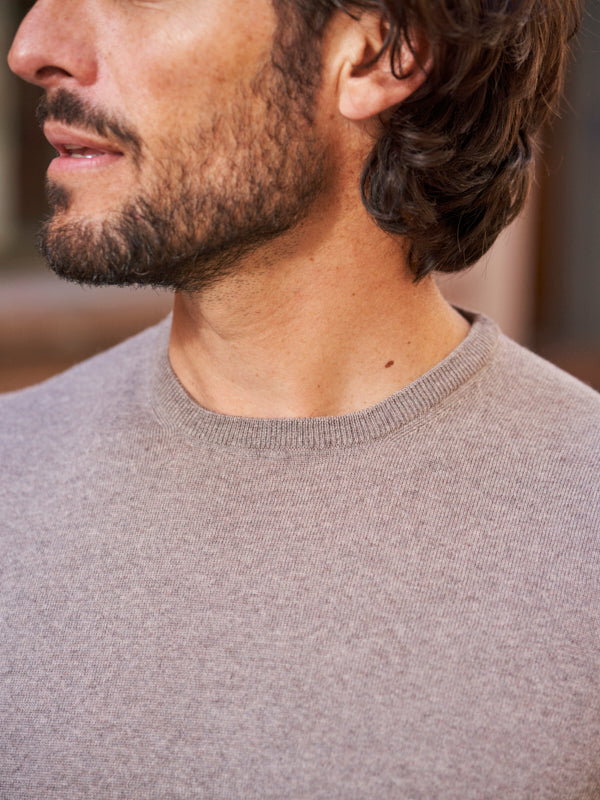 PULL COL ROND LAINE MÉRINOS BEIGE