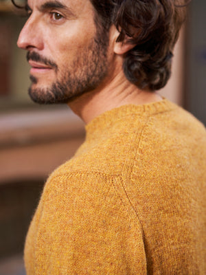 PULL COL ROND LAINE MOUTARDE