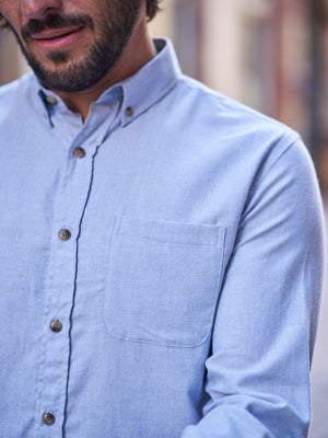 CHEMISE COTON CHAUD BLEU CIEL