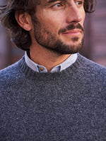 PULL COL ROND LAINE GRIS