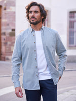 CHEMISE COTON BLEU/VERT