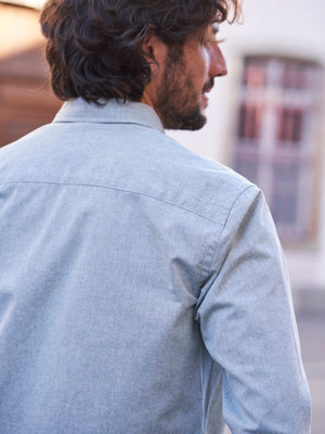 CHEMISE COTON BLEU/VERT
