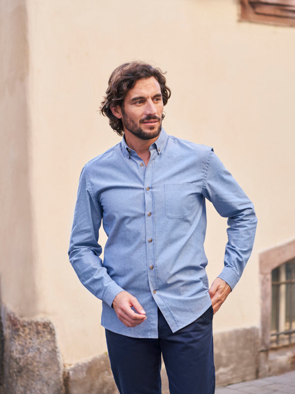 CHEMISE COTON BLEU CLAIR