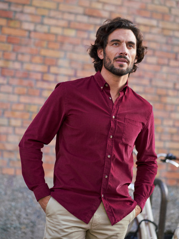 CHEMISE VELOURS CÔTELÉ BORDEAUX