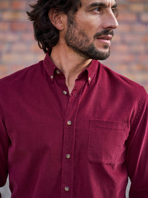 CHEMISE VELOURS CÔTELÉ BORDEAUX