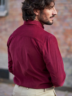 CHEMISE VELOURS CÔTELÉ BORDEAUX