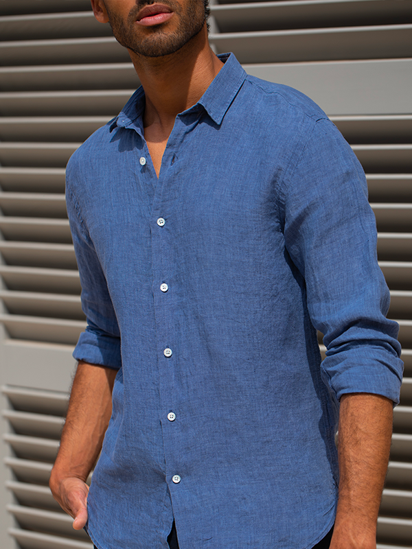 CHEMISE LIN BLEU