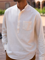 CHEMISE COL MAO COTON ÉCRU