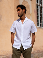 CHEMISE MANCHES COURTES COTON/LIN RAYÉ