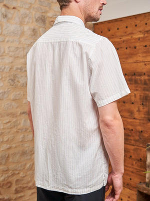 CHEMISE MANCHES COURTES COTON/LIN RAYÉ